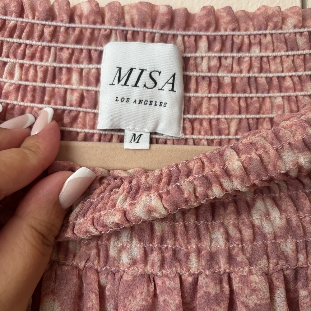 MISA Los Angeles Darla Mini Dress Medium Romantic Pink Vacation Dress - Picture 3 of 3